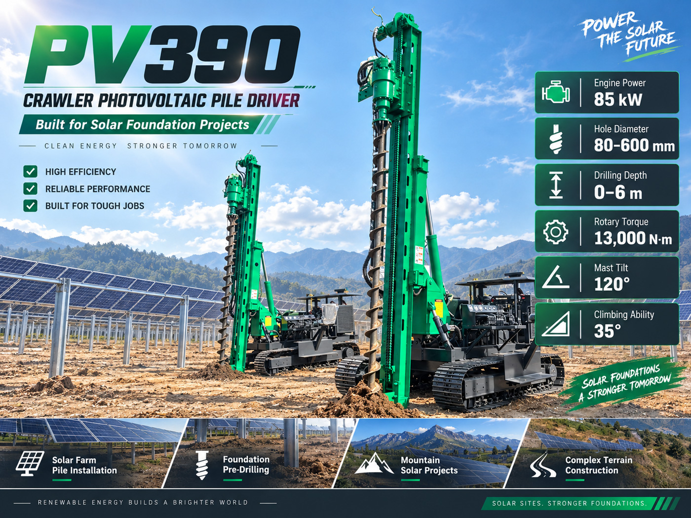 PV390 Bate-estacas fotovoltaico