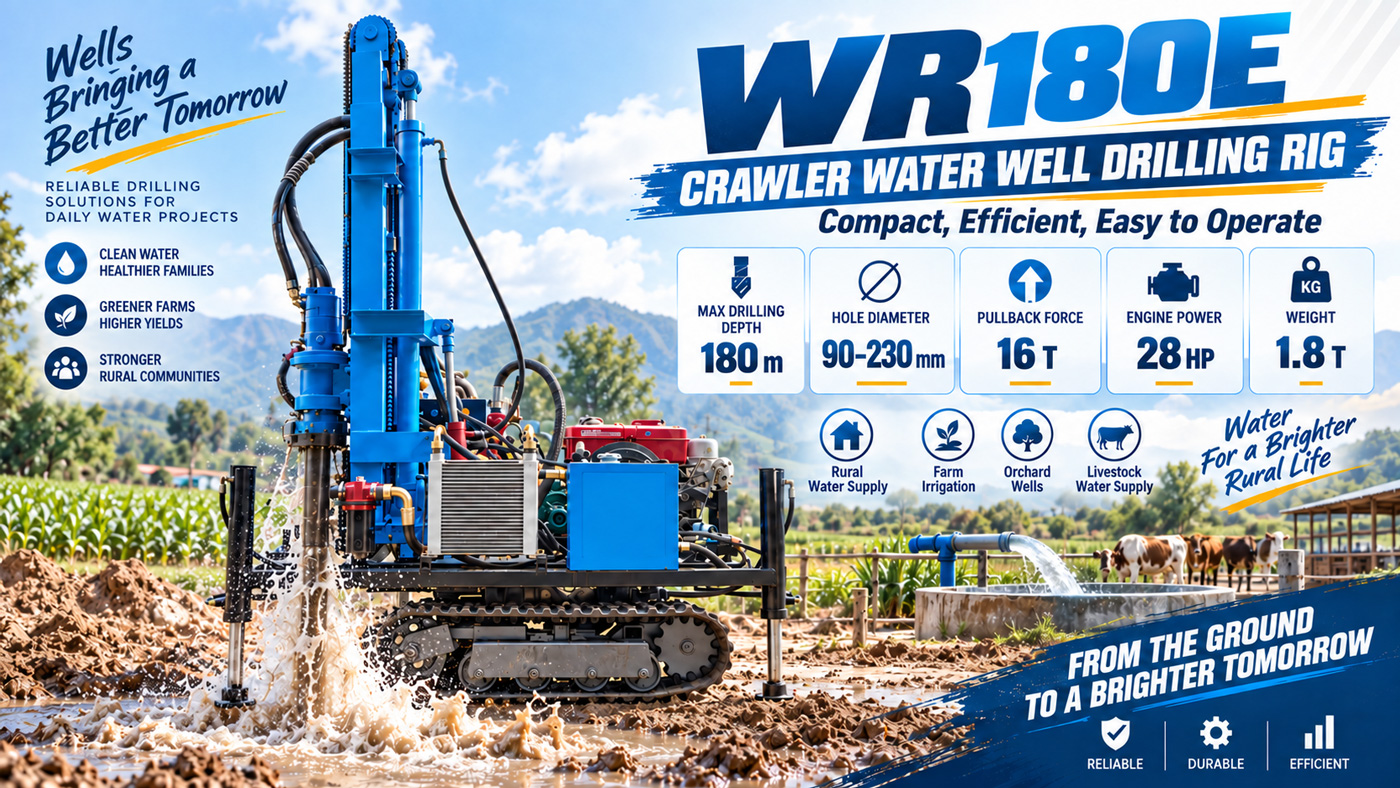 WR180E Perfuratriz para poços de água sobre esteiras