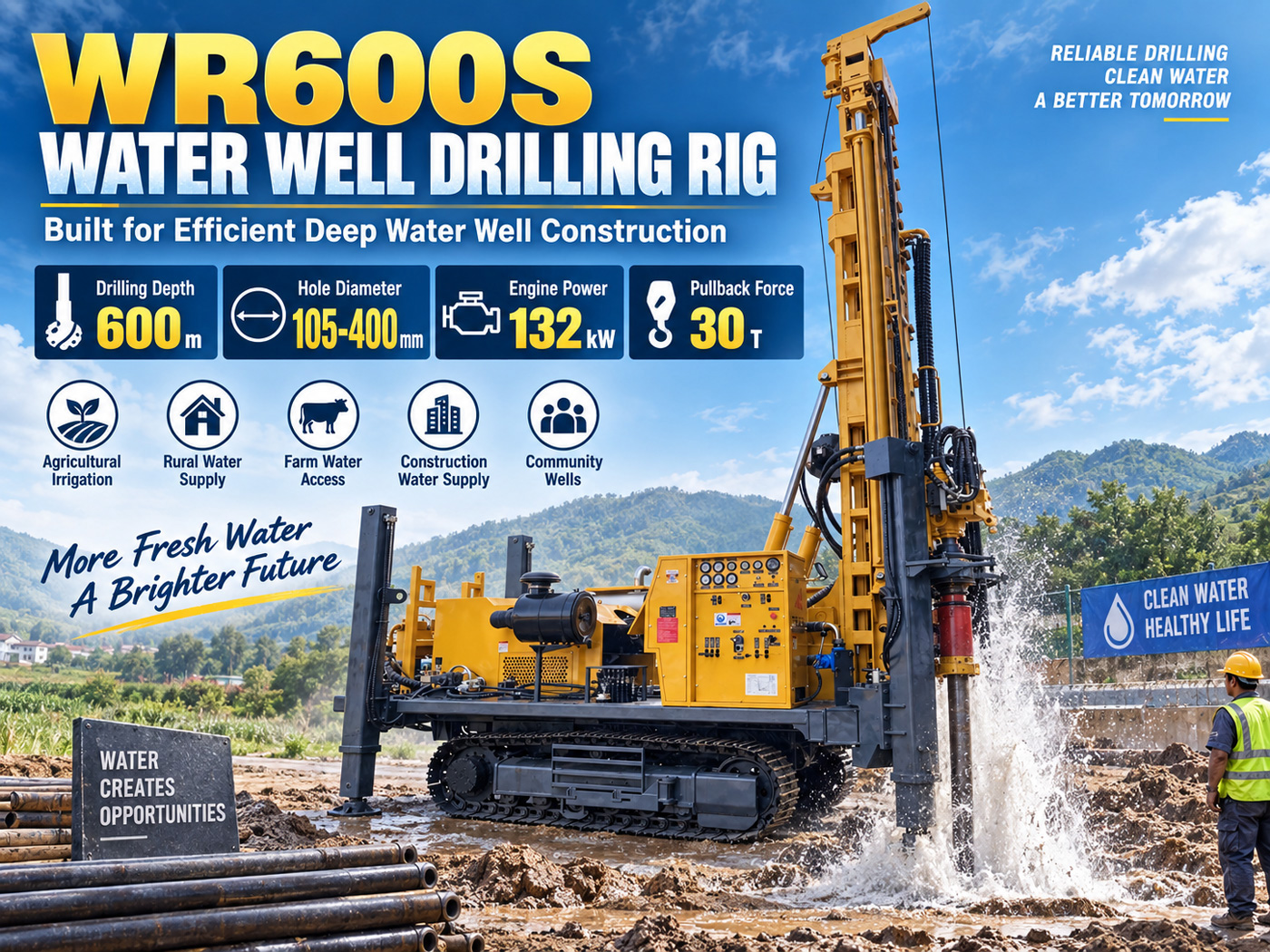 WR600S Perfuratriz para poços de água sobre esteiras