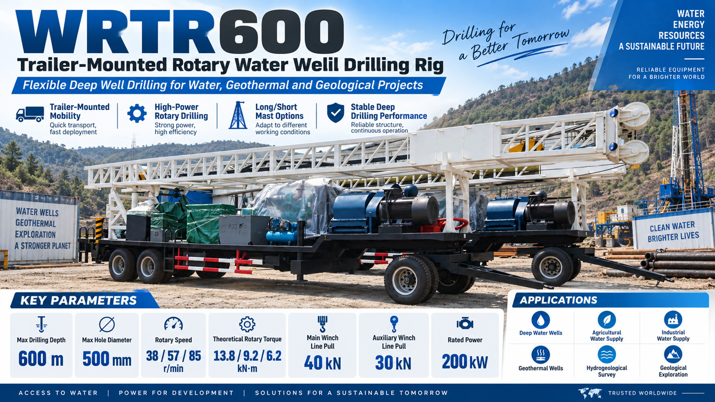 WRTR600 Perfuratriz para poços de água tipo reboque